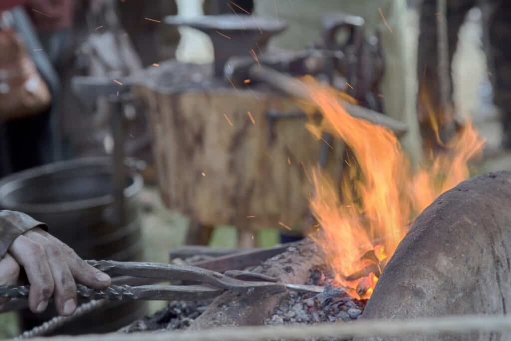 Blacksmith at forge